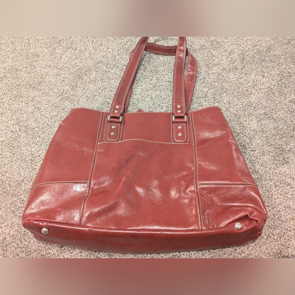 Franklin Covey Heritage Travelware Laptop Bag Triple Gusset Red Maroon Tote - Picture 5 of 16